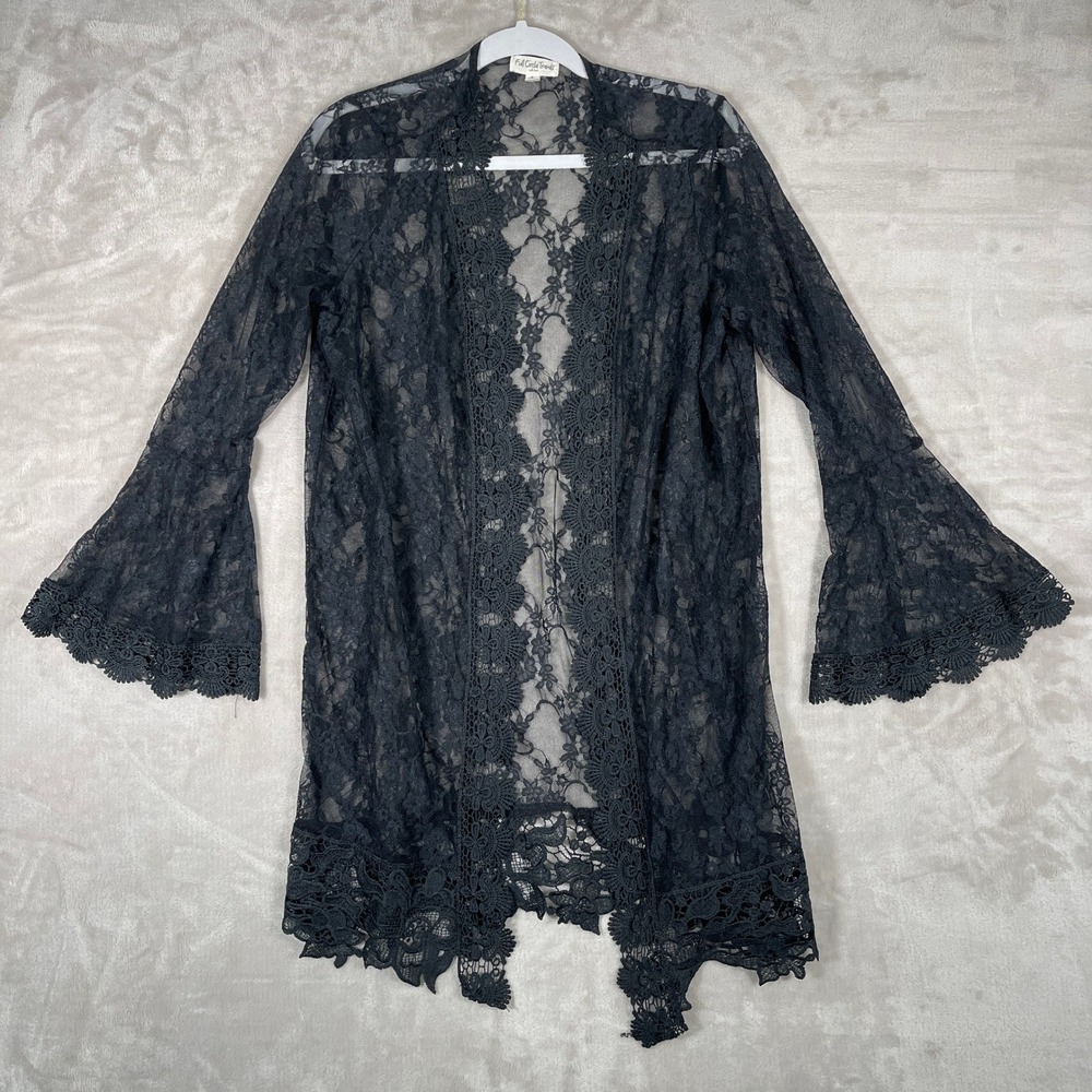 Full Circle Trends Women's Cardigan Flare Sleeve Lace Whimsigoth Witchy Fairy L
